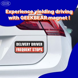 GEEKBEAR Delivery Driver Frequent Stops Car Magnet - Colorful, Reflective, Weather-Resistant - Rectangular 8.7 x 3.5 in (Black/Red, 3 Pack)