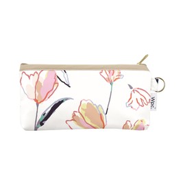 [2025] Wpc. 6703-175-002 Folding Umbrella, Floating Tulip Mini Off Rain Umbrella, Rain or Shine, Commuting to Work, School, Travel, Stylish, Cute, Women's, Floral Pattern, Clear x Gold Handle