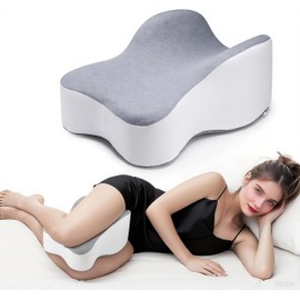Knee Pillow for Side Sleepers – Ergonomic Leg Pillow Supports Thighs & Knees, Improves Sleeping Posture, with Removable & Washable Cover