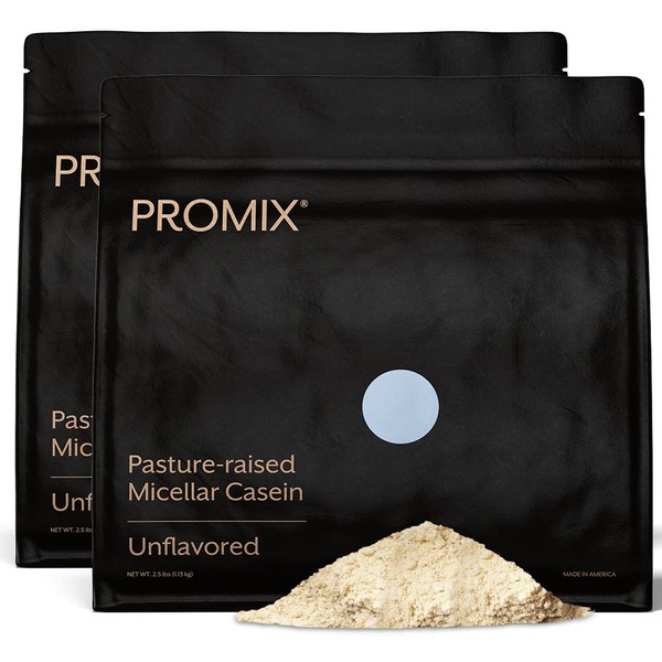 Promix Casein Protein Powder, Unflavored - 5lb Bulk - Grass-Fed & 100% All Natural - Slow & Sustained Recovery ­Post Workout Fitness - Shakes, Smoothies, Baking & Cooking Recipes - Gluten-Free