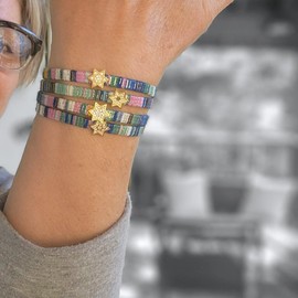 Macrame Star Of David Bracelet for Bat Mitzvah Gifts In Blue and Gold