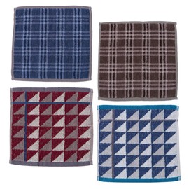 Y's factory Men's Towel Handkerchief, 100% Cotton, Set of 4, 5 Pieces, 7.9 inches (20 cm), 9.1 inches (23 cm), 9.1 inches (25 cm), Moisture Wicking, Compact, Pile Fabric, Texture, 9.1 x 9.1 inches (23