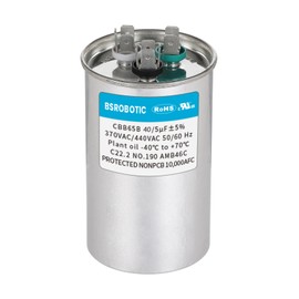40/5 440v CBB65B AC Capacitor - 40+5 uf ±5% MFD 370/440 Volt Dual Run Round Capacitor, CBB65 Dual Run Circular Start Capacitor for AC Motor Run or Fan Start or Condenser Straight