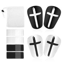 2 Pairs Miniature Soccer Shin Guards, 3.27x2.17 Inch Extra Mini Football Shin Pads with Shin Guard Straps Protective Equipment for Teenagers Adults Boys Girls (Cross Style)