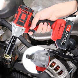 clinmday Cordless Brushless Impact Wrench, 1/2 Inch Max High Torque 520N.m Electric Impact G, with Brushless Motor and 2 x 1500mAh Batteries - Ideal for Cars, Construction Work US