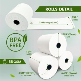 CLIPRA 3 1/8 x 230 Thermal Paper Receipt Rolls (10 PACK) [USA Based Brand] 55 GSM - Compatible with All POS Systems, Cash Registers - BPA Free, Premium Quality Receipt Paper Rolls