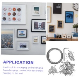 SEWACC 1 Set Picture Hanging Wire Kit with Frame Hooks Durable Picture Frame Hanger for Home Office Classroom Decor Easy to Install Includes Rings and Wire