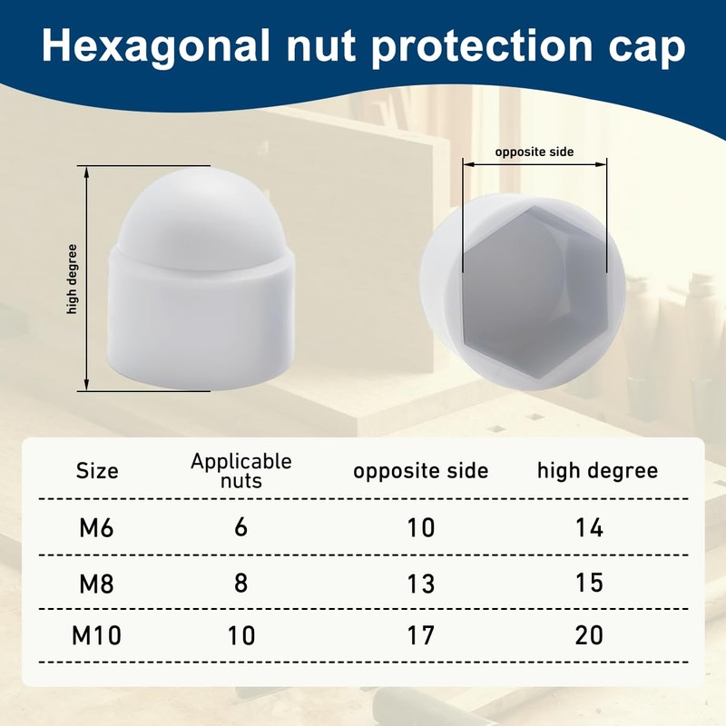 Drenky M8 Protective Caps, Hexagonal, Spanner Size 13, Pack of