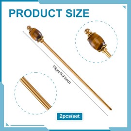 PH PandaHall 2 Stück Natur-Tigerauge-Perlen-Haarnadel Vintage-Haarnadel 15 cm goldene Chinesische Metall-Haarnadeln Messing-Haarnadeln für Frauen Geschenke Lange Haare Schmuck