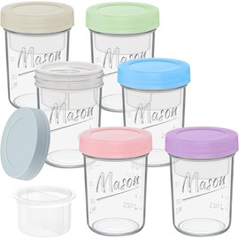 16 oz Overnight Oats Containers with Lids, 6-Pack Leak-Proof Wide Mouth Mason Jars & Separate Compartments for Fruits/Nuts, Airtight Glass Jars for Chia Pudding, Yogurt, Parfait and Salad