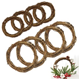 RECHCIGA Pack of 8 Grapevine Wreaths Natural Wreath Garden 8/12 cm Christmas Rattan Wreath Vine Wreath Natural Door Wreath Decorative Wreath Wooden Wreath for Crafts DIY Wreath Decoration for
