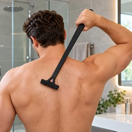 Long Handle Back Shaver for Men – Foldable Body Hair Removal Tool for Easy Grooming at Home and Travel