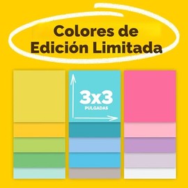 Post-it Notas súper adhesivas, colección de colores de edición limitada, 3 x 3 pulgadas, 15 blocs por paquete, 45 hojas/bloc