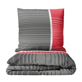 Leonado Vicenti Bed Linen Made of Breathable Microfibre Set 135 x 200 / 155 x 200 / 155 x 220 cm Striped Duvet Cover Cushion Cover