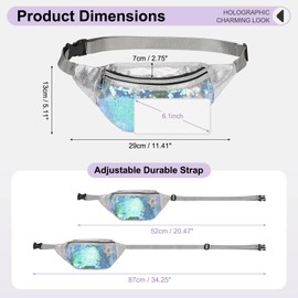 DTGN Sequined Fanny Pack for Women, Cute Waist Belt Bag, Crossbody Bag Water Resistant Fashion Small Bum Bag with Adjustable Belt for Running Hiking Shiny Green Star