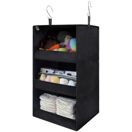 GRANNY SAYS 3-Shelf Hanging Clothes Organizer, Pack of 1 Hanging Organizer, Rangement Garde Robe, Hanging Storage Organizer, Portable Hanging Closet Storage Shelves, Hanging Shelf for Clothes, Black
