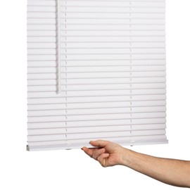 Lotus and Windoware Cordless Light Filtering, 1" Vinyl Mini Blind 23" Wide x 64" Long - White (MLX2364WH) - Horizontal Window Blinds for Interior, Door Blinds - Camper Blinds, 1" Slat Size