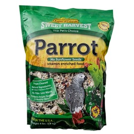 Sweet Harvest Parrot Bird Food (No Sunflower Seeds), 4 lbs Bag - Seed Mix for a Variety of Parrots