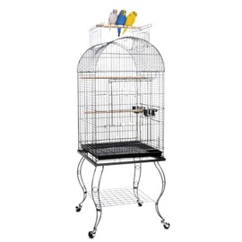 Large 64-Inch Open/Close Dome Roof Perch Stand Top for Parrot Lovebird Cockatiel Cockatiels Parakeets Bird Cage with Removable Stand