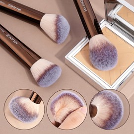MAANGE 16PCS Makeup Brush Set Travel Makeup Brushes for Liquid Powder Contour Concealer Cream Cosmetics Blending Eyeshadow Eyeliner (Coffee)