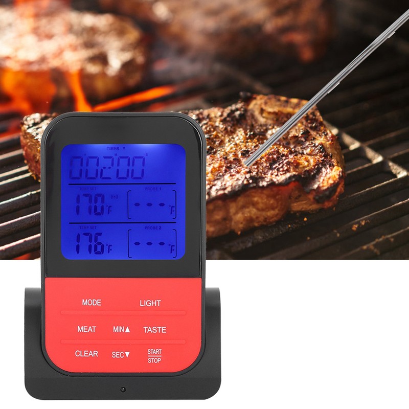 Digital Display BBQ Grill Meat Thermometer Kitchen Cooking Food Timing