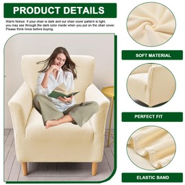 CRFATOP Stretch 1 Piece Chair Covers with Arms Velvet Accent Chair Cover Armchair Flower Soft Banquet Armchair Covers Washable Chair Slipcovers for Living Room Office Reception Reading Sofa,23