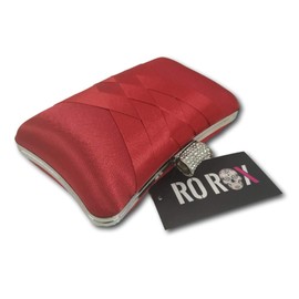 Ro Rox Francesca Retro Vintage Crystal Evening Prom Party Box Clutch Handbag Bag, Red, One Size