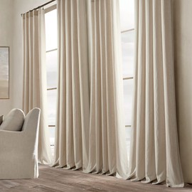 Lush Decor Belgian Flax Prewashed Linen Rich Cotton Blend Window Curtain Panel (Single Panel), 84" L x 50" W, Linen