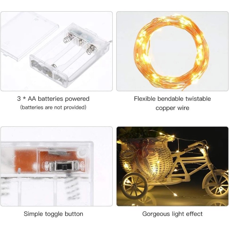 Ariceleo 1 Pack Mini Battery Powered Copper Wire Starry Fairy