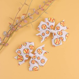 Football Hair Clip Girls Soccer Bow Clip Sport Hair Bow Hair Accessories TSFJ50 (Softball)