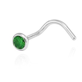 NKlaus Nose Piercing 925 Silver Spiral Shape 3.5 mm Zirconia Various Colours, Silver