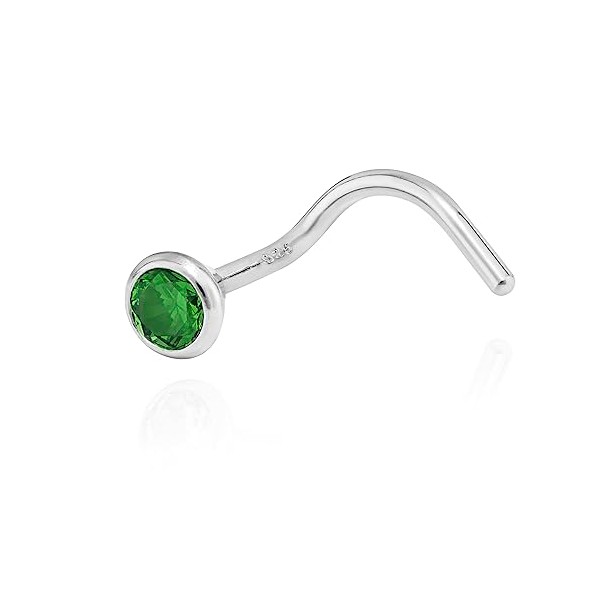 NKlaus Nose Piercing 925 Silver Spiral Shape 3.5 mm Zirconia