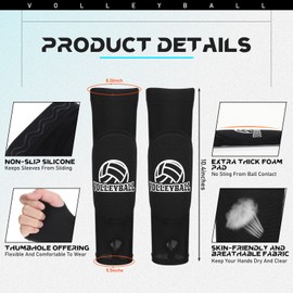 Meooeck 8 Pcs Volleyball Knee Pads Volleyball Accessories Set Volleyball Arm Sleeves with Thumbhole Volleyball Sweat Band Volleyball Drawstring Bag for Women Teen Girls Youth