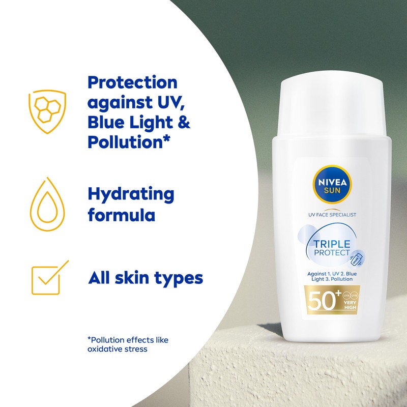 NIVEA SUN Triple Protect Light Sun Fluid SPF50+ (40ml), Face
