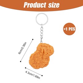Realistic Chicken Nuggets Key Chain, Creative Imitation food Keychain Fun Cute Fried Chicken Nugget Key Ring for Suitcases Handbag Purse Keys Accessories