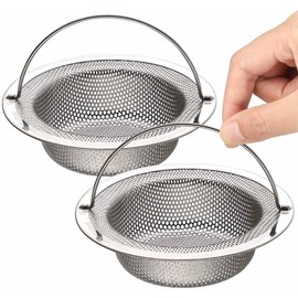2 Pack Sink Strainer Stainless Steel Clog Protection Kitchen Sink Strainer Drain Sink with Handle 11 x 7.5 x 2 cm