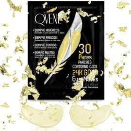 Parches Para Ojos | Oro Puro de 24K | Parches Para Ojeras Contorno de Ojos | Hidrogel con Colágeno + Ácido Hialurónico | 30 Pares