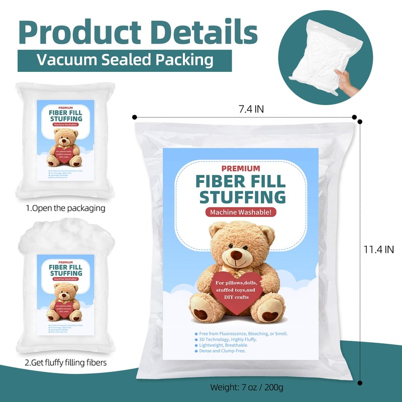 Fiberfill Stuffing for Stuffed Animals, Crafts, Cushions 17.6oz