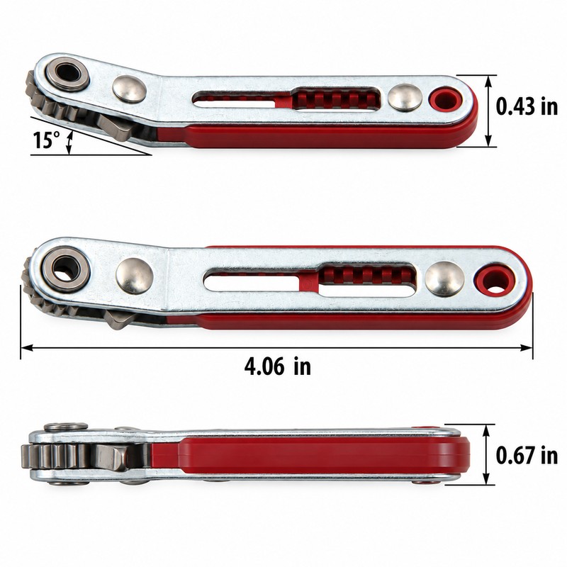 Compact Reversible Ratchet Screwdriver for Tight Spaces – 15° Angled