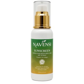 Navensi SPF 50 Sunscreen - Broad Spectrum UVA & UVB Protection - Hydrating & Lightweight Formula with Vitamin C & Collagen - Non-Greasy, Fast Absorbing, for Face & Body Anti-Aging Anti Wrinkle 80-ml