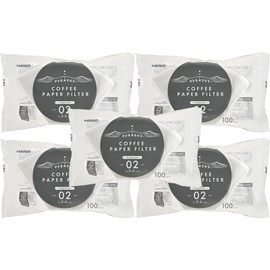 Hario Pegasus Coffee Paper Filter, 02 W, 100 Pieces, Made in Japan, 2 to 4 Cups, White, PEF-02-100W x 5 Pieces