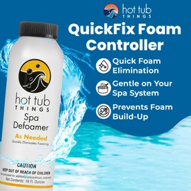 Hot Tub Things Spa Defoamer, Removes Foam from Soaps, Lotions, Oils & Organic Debris, Non-Silicone Formula, Safe for Spa Surfaces & Plumbing, Easy Application, 16 Ounce