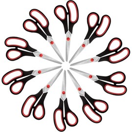 Household Scissors Set, 10 Pieces Stainless Steel Household Scissors, Multi-Purpose Scissors with Soft Comfort Handles, Craft Scissors, Adults, Robust Sharp Scissors for Office, Home, School