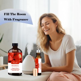 Strawberry Essential Oil - Strawberry Oil 4 Fl Oz & Strawberry Essential Oil Roll On 10ML Essential Oil Set for Aroma Diffuser Humidifier SPA Cleaning Massage Yoga DIY Soap Perfume Gift for Women