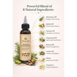 Ritual Code Premium Hair Growth Oil– Advanced Blend of 8 Natural Oils with Rosemary, Jojoba, Batana, Sesame & Grapeseed, Infused with Biotin & Vitamin E for Deep Hydration & Scalp Care – 120ml