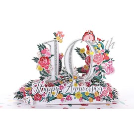 iGifts And Cards Happy 10th Milestone Anniversary 3D Pop Up Greeting Card - Perfect Couple, Marriage, Wedding, Elegant, Soulmates, Being Together, Tin Congratulations, Lovebirds