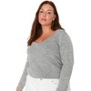 TRENDYOL Women's V-Neck Plain Regular Plus Size Pullover Sweatshirt, lightgrey