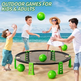 NIPLOOW Outdoor Beach Ball Game Set for Kids Teens Adults, Includes 6 Balls, Net and Carrying Bag, Outdoor Game Beach Toys Lawn Yard Games for 3 4 5 6 7 8 9 10 Year Old Boys Girls Kids Adults Family