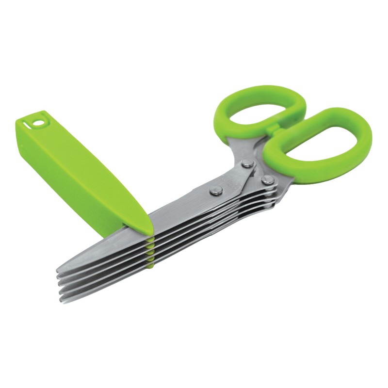 Norpro Multi Blade Herb Scissors with Blade Cleaner, 8-inch, Green