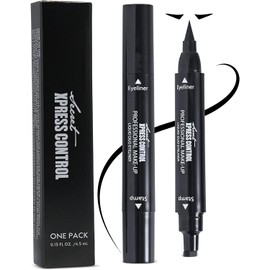 Secret Xpress Control Delineador De Ojos Con Forma De Alerón, Resistente Al Agua, De Larga Duración, Líquido Negro, Maquillaje De Ojos De Gato Mate (Negro, 1 Paquete)